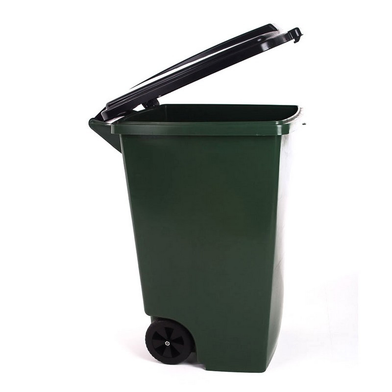 Бак пластик 120 л. мусорный контейнер на 2-х колесах зеленый с крышкой .